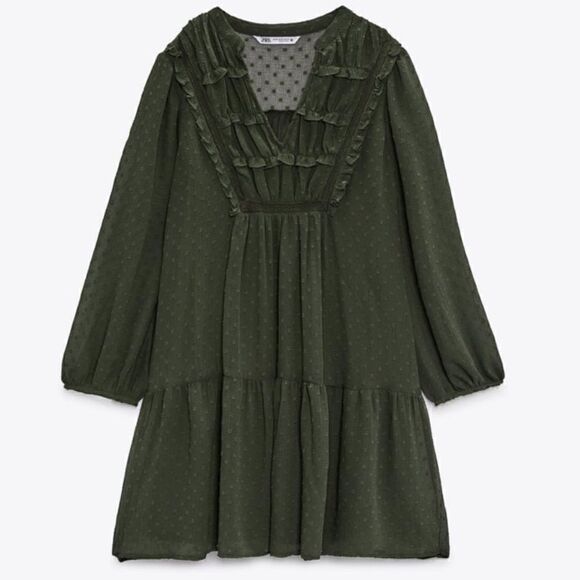 NWT Zara Lace Insert Dotted Mesh Dress - Picture 14 of 15